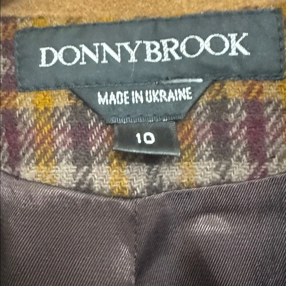 Vintage Tweed Blazer Donnybrook Brown Plaid Wool Jacket Size 10 - Picture 5 of 7